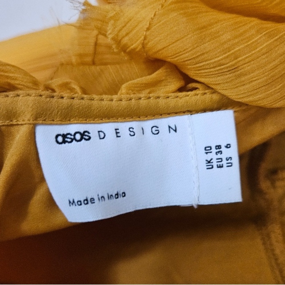 ASOS Mustard Ruffle Mini Dress - Picture 5 of 7